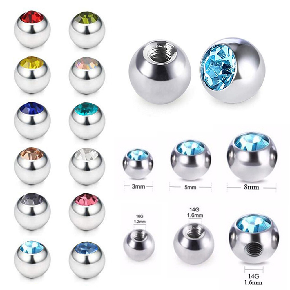 60pcs Stainless Steel CZ Cryst - Body Jewelry Replacement Ball 评论和价格