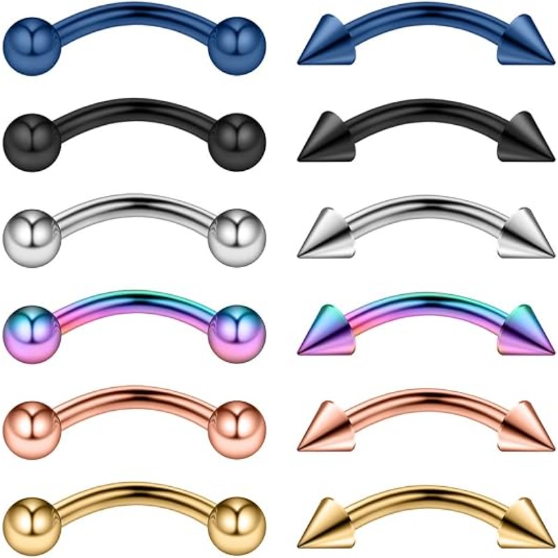 12PCS 16G Surgical Steel Eyebr - Body Jewelry Surgical Steel 评论和价格