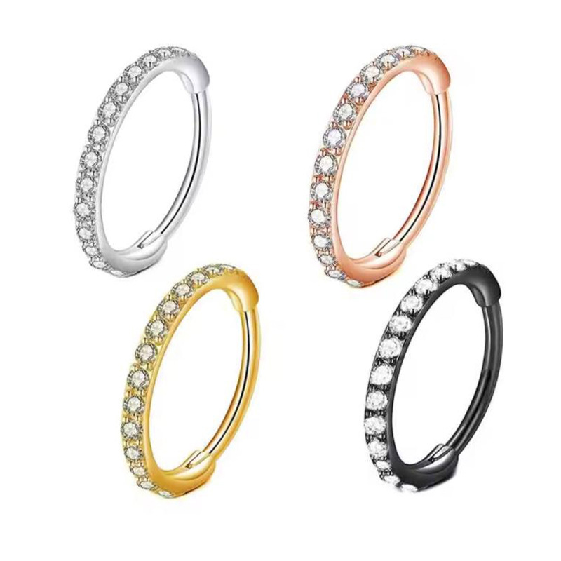 16G Clear CZ Nose Ring Hoop 31 - Body Jewelry Surgical Steel 评论和价格