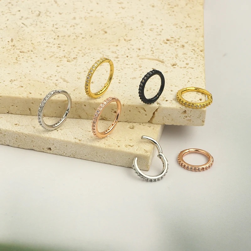 16G Clear CZ Nose Ring Hoop 31 - Body Jewelry Surgical Steel 评论和价格