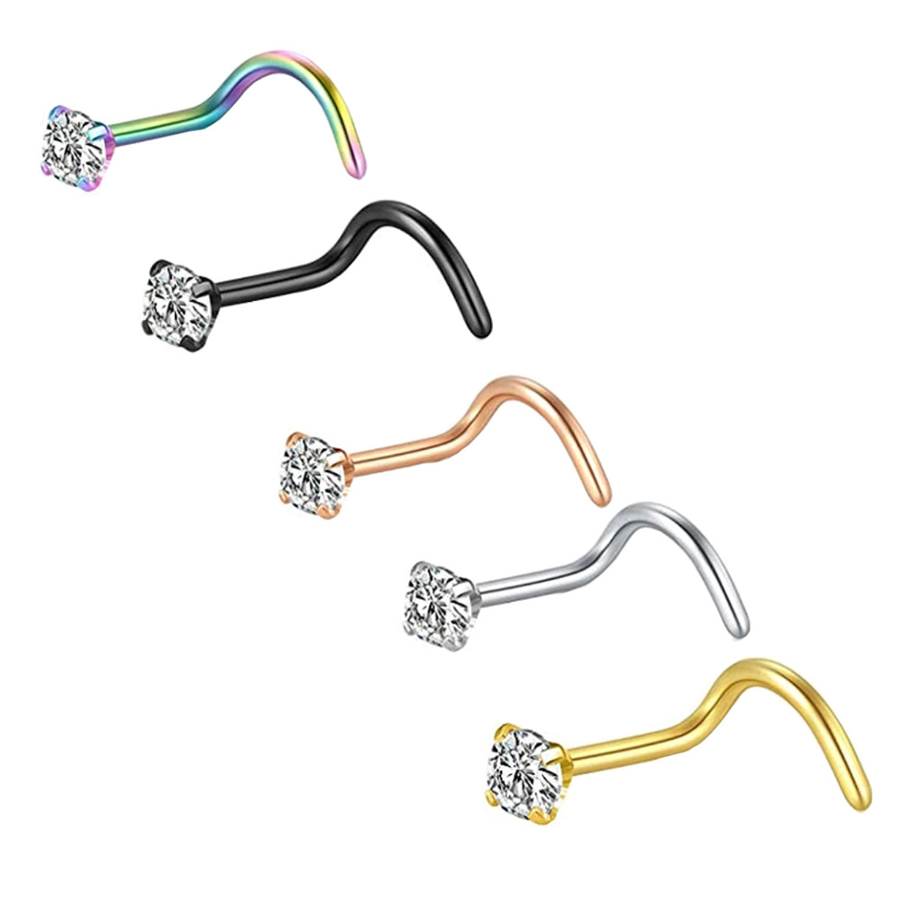20G Nose Rings Studs 316L Surg - Body Jewelry Surgical Steel 评论和价格