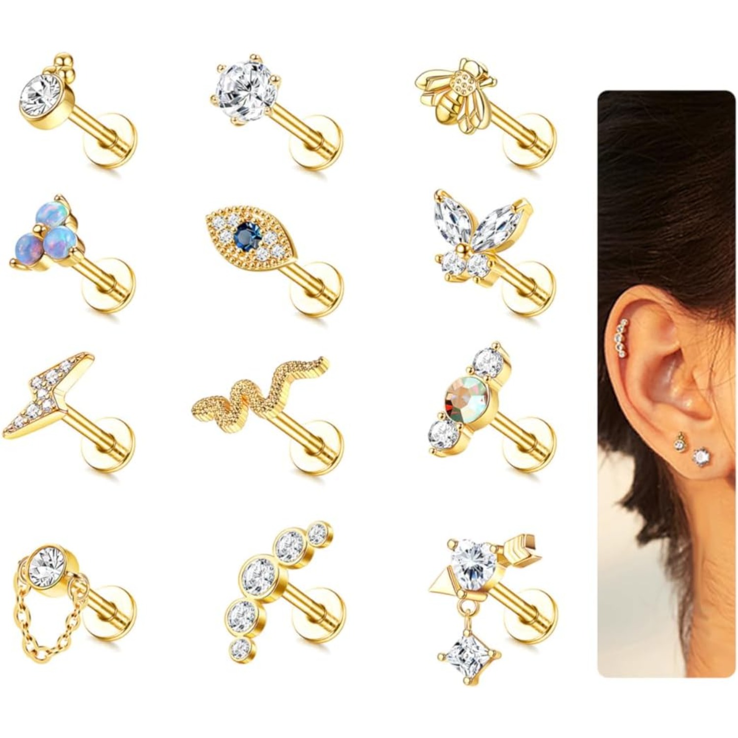 Bobisty 1Pc Cartilage Earrings - Body Jewelry Surgical Steel 评论和价格