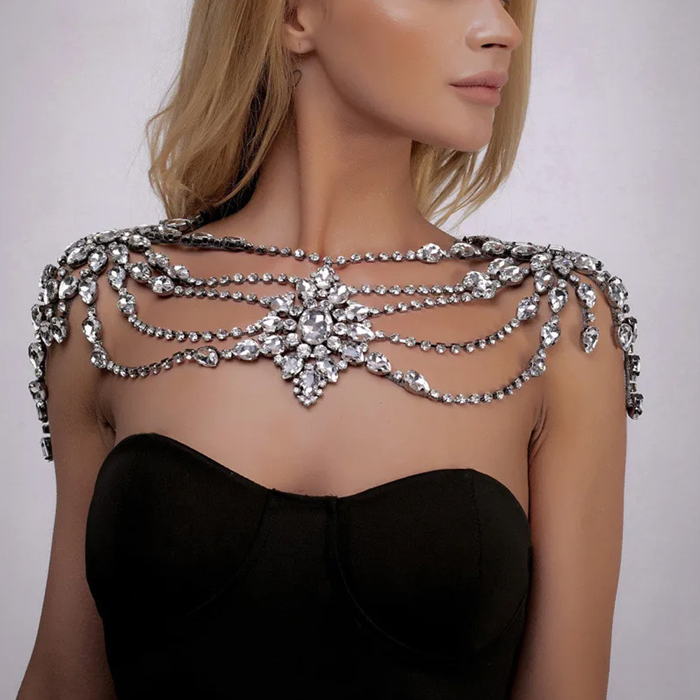Boho Crystal Bridal Shoulder C - Body Jewelry Retainers 评论和价格