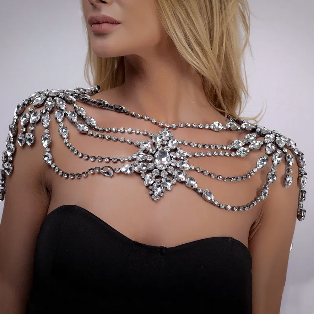 Boho Crystal Bridal Shoulder C - Body Jewelry Retainers 评论和价格