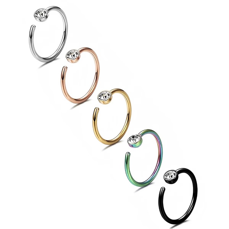 5pcs 18G Nose Rings C-Shaped N - Body Jewelry Surgical Steel 评论和价格