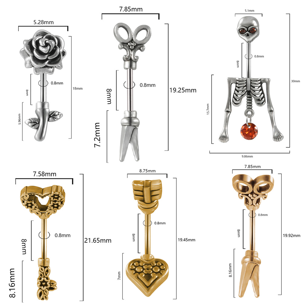 1PC Vintage Surgical Steel Ske - Body Jewelry Surgical Steel 评论和价格