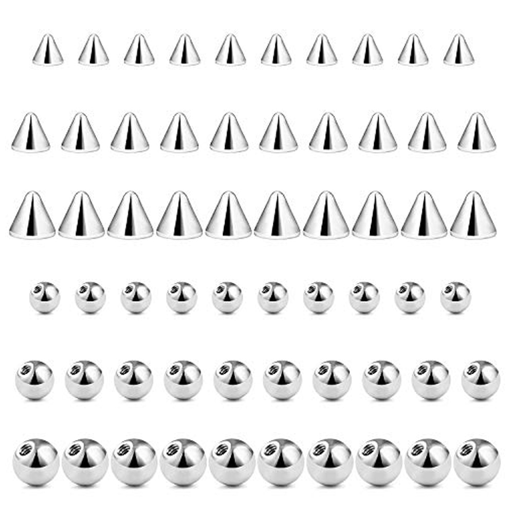 WKOUD 60PCS 14G 16G 3-5mm 316L - Body Jewelry Replacement Ball 评论和价格