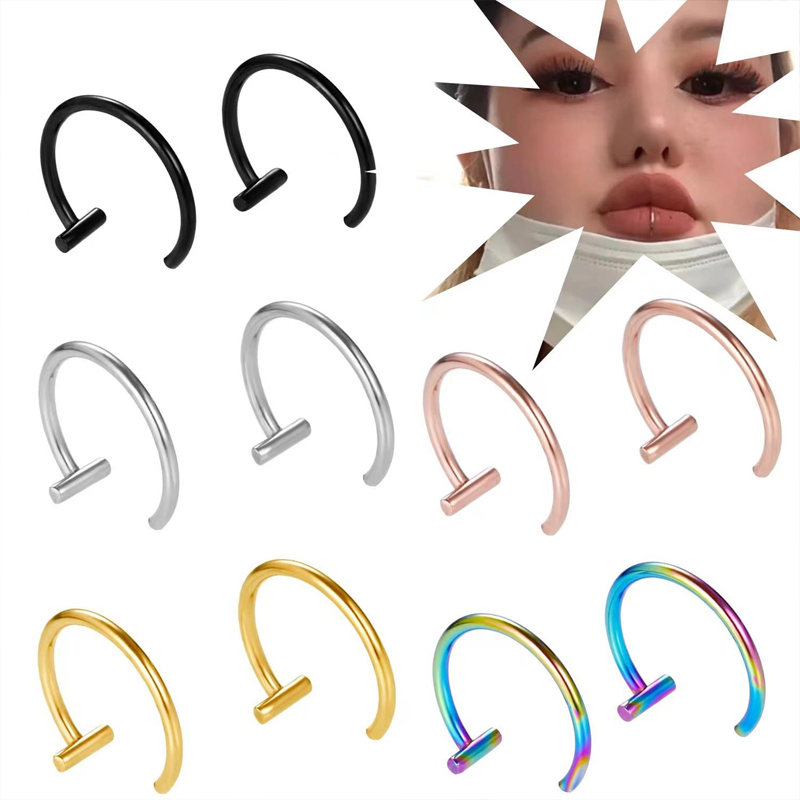 18G Surgical Steel Lip Ring Ha - Body Jewelry Surgical Steel 评论和价格