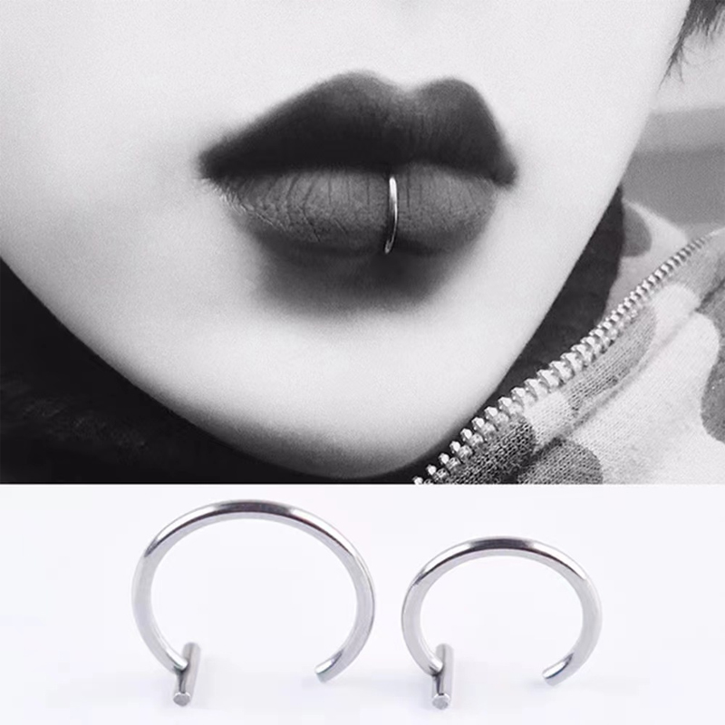18G Surgical Steel Lip Ring Ha - Body Jewelry Surgical Steel 评论和价格