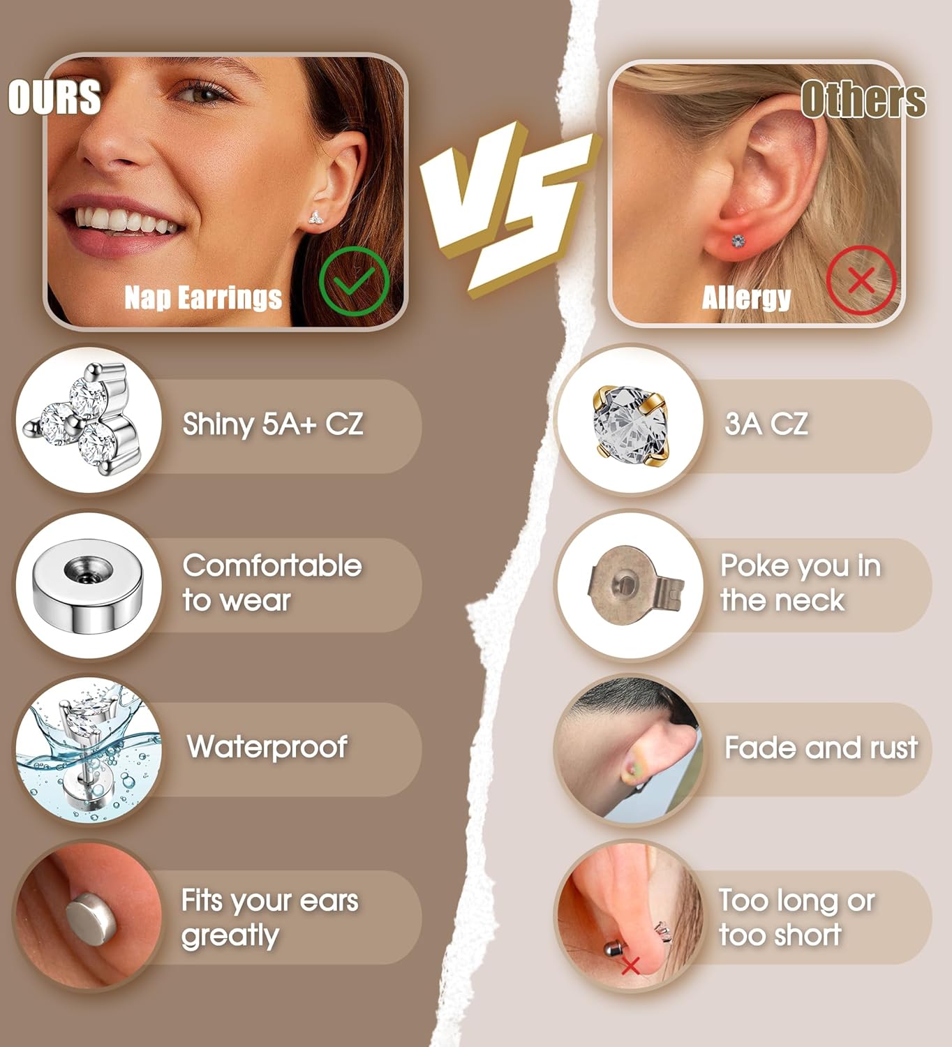 Bobisty 1pc Earrings for Sensi - Body Jewelry Surgical Steel 评论和价格