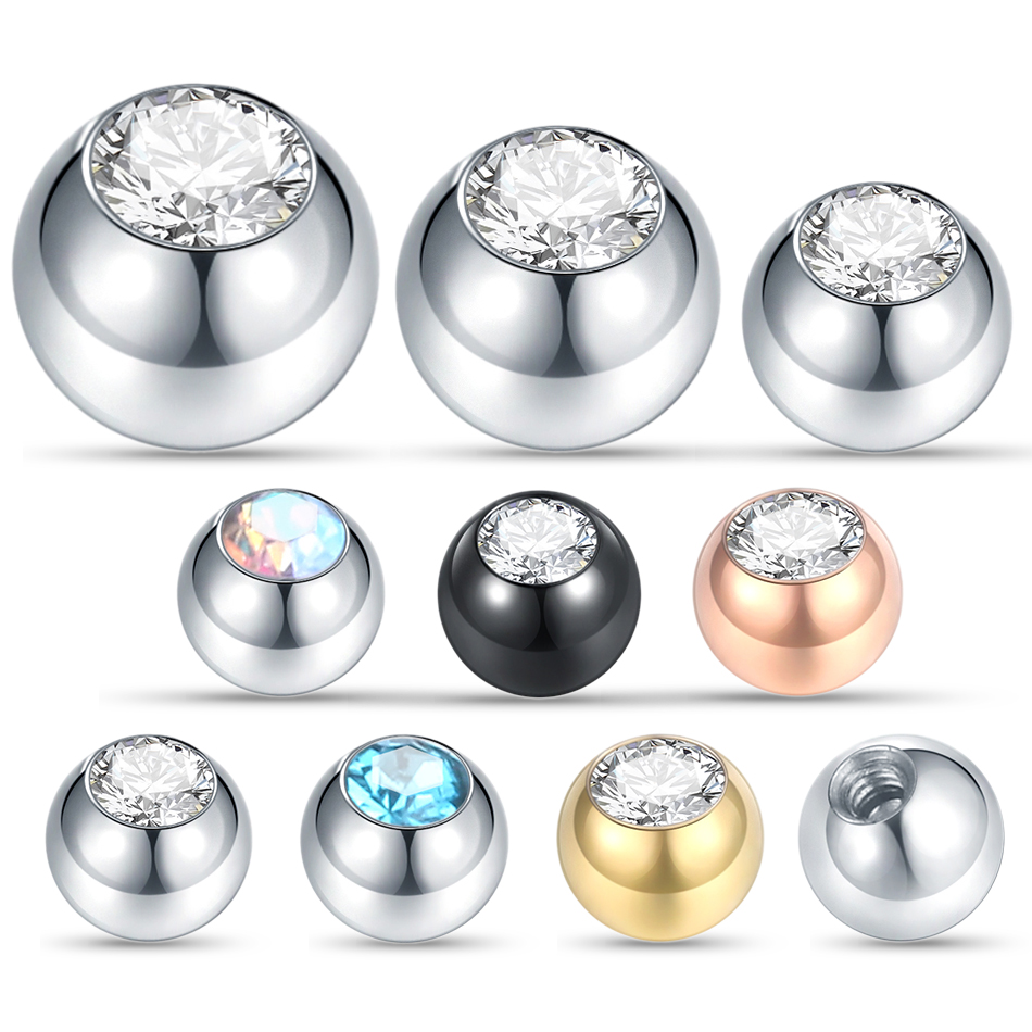 10Pcs Steel Piercing Balls CZ  - Body Jewelry Replacement Ball 评论和价格