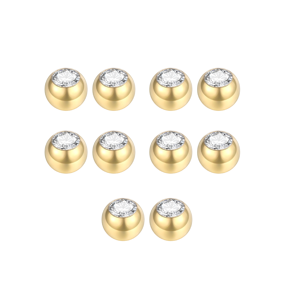 10Pcs Steel Piercing Balls CZ  - Body Jewelry Replacement Ball 评论和价格